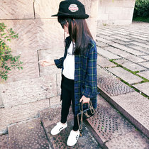 Childrens clothing 2021 Autumn loaded girls medium length Ocean Gas Plaid Shirt Jacket Woman Baby Long Sleeve Pure Cotton Korean Version Shirt