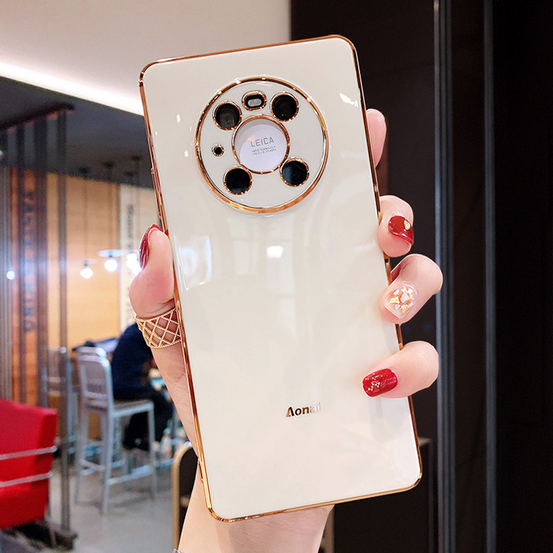 Pure color electroplating applies Huawei mate40 high texture light extravagant phone protection shell mate40pro net red ins wind mate40e camera full pack anti-fall brief about soft new m4