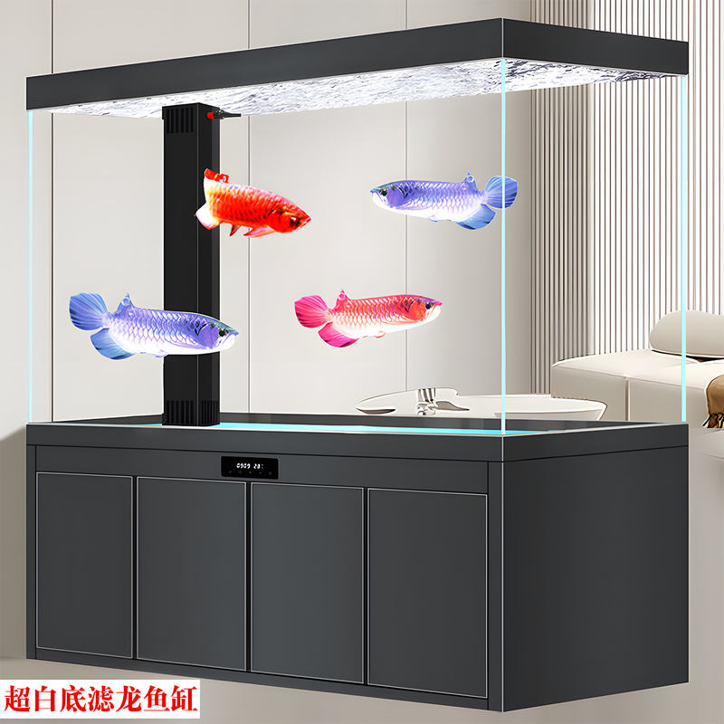 Large Arowana Fish Tank, 2026 New Model, Ultra-Clear Glass, Home-Use Screen, Bottom Filtration, No Water Change Needed, Aquarium for Living Room