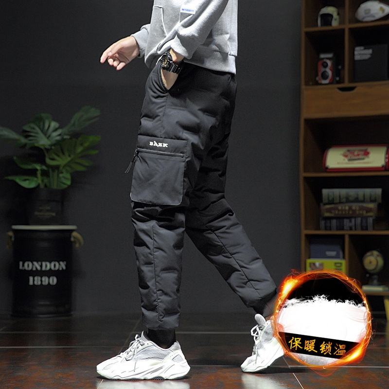 Rubber down pants men wear 2020 winter men's white duck down duck cotton pants casual outdoor light men's pants