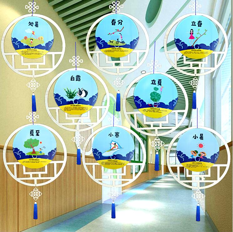 Kindergarten corridor classroom creative hanging decoration 24 solar terms Chinese style cardboard hanging decoration traditional culture 24 solar terms