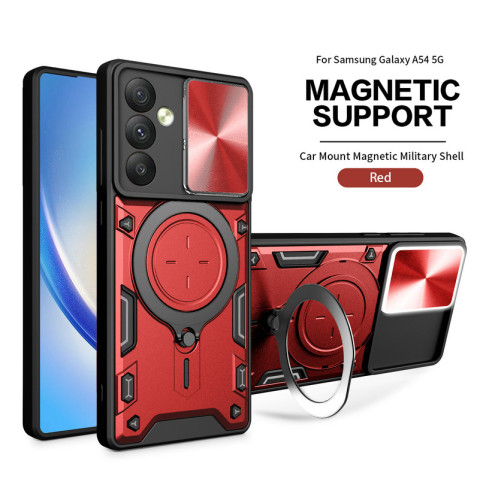 Red — Camera Lens Slider Protection Ring Finger Holder Kickstand Tough Shockproof A13 5G, A23 5G, A33 5G, A53 5G, A73 5G