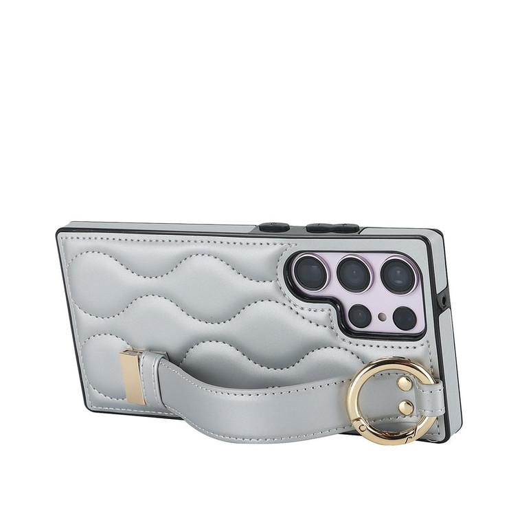 New Quilted Leather Hand Band Strap Kickstand Function S23, S23 Plus, S23 Ultra, S22, S22 Plus, S22 Ultra, Note 20, Note 20
