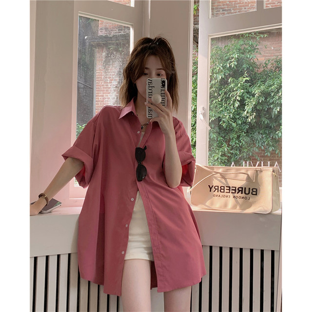 Fat sister design niche short-sleeved shirt for women summer 2024 new loose large size polo collar shirt jacket