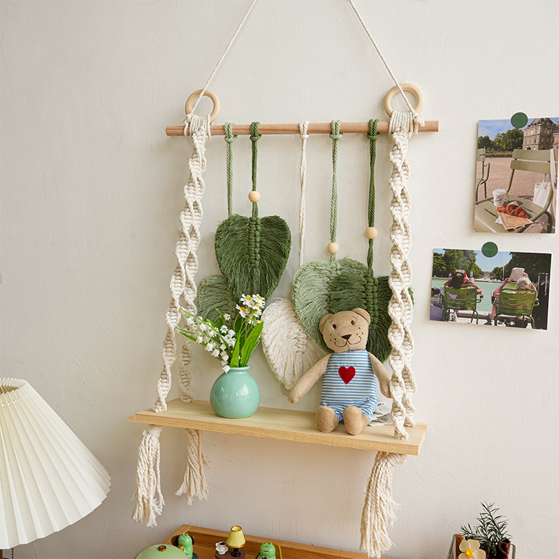 Fresh and Simple Hand-Woven Tapestry Shelf, Living Room Background Wall Tassel Hanging Decoration, Room Wall Decoration Wall Hanging