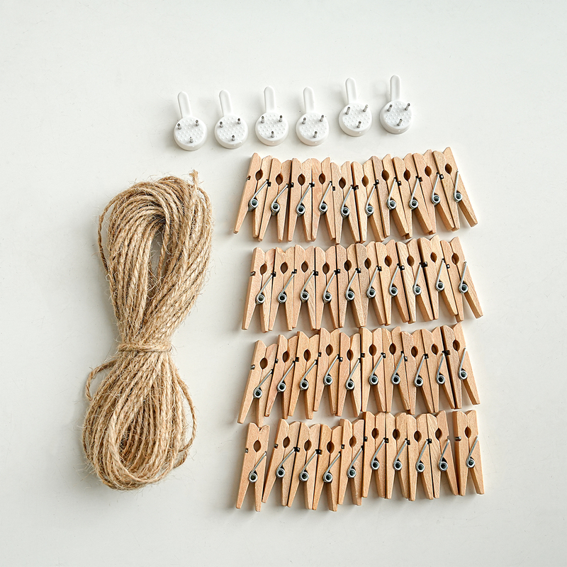 Hemp Rope Clip Traceless Nail Accessory Set Home Decoration Photo Wall Hanging Decoration Living Room Background Wall Photo Display Clip