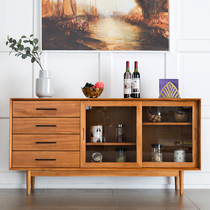 Nordic Modern Dining Side Cabinet Solid Wood Side Cabinet Living-room Living Room Display Cabinet Glass Tea Water Cabinet Containing Cabinet Lockers Custom