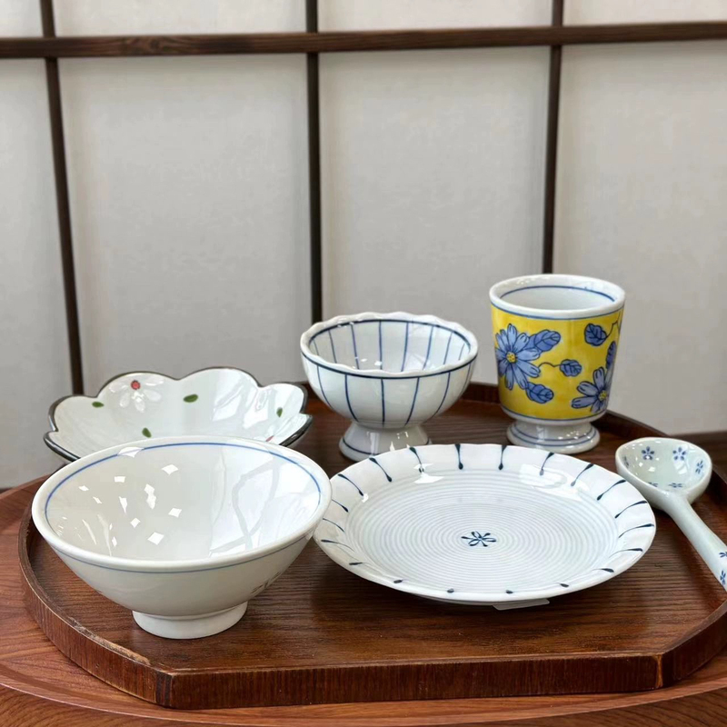 Cute Chinese-Style Niche Retro Restaurant-Style Japanese Single-Serving Set, Separate Serving Set, Coffee Bowl and Plate Combination