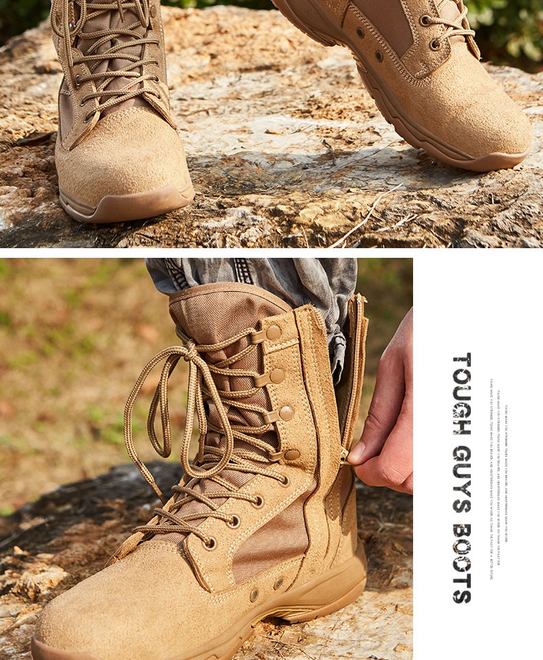 Cqbcsz ngoài trời mùa hè 07 kiểu giày chiến đấu màu cát lực lượng đặc biệt nam và nữ cao để giúp thoáng khí ngoài trời huấn luyện giày quân sự - Khởi động ngoài trời giày bảo hộ lao đông jogger