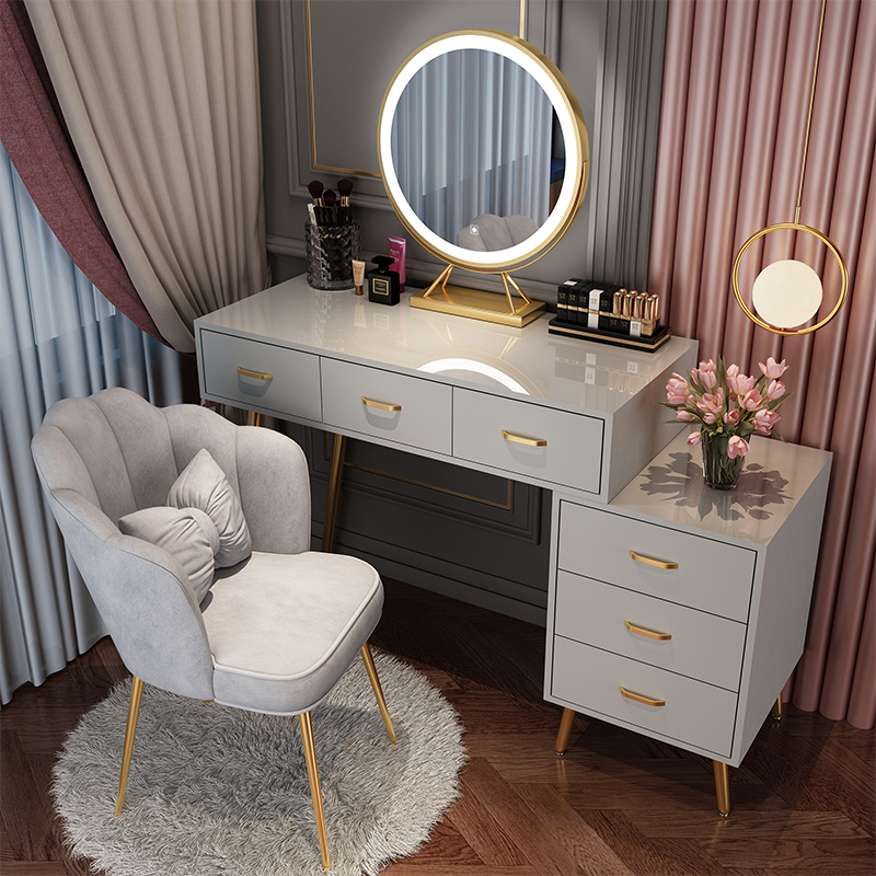 Dressing table bedroom storage cabinet integrated modern minimalist gray light luxury net red ins wind dressing table small apartment female - Taobao