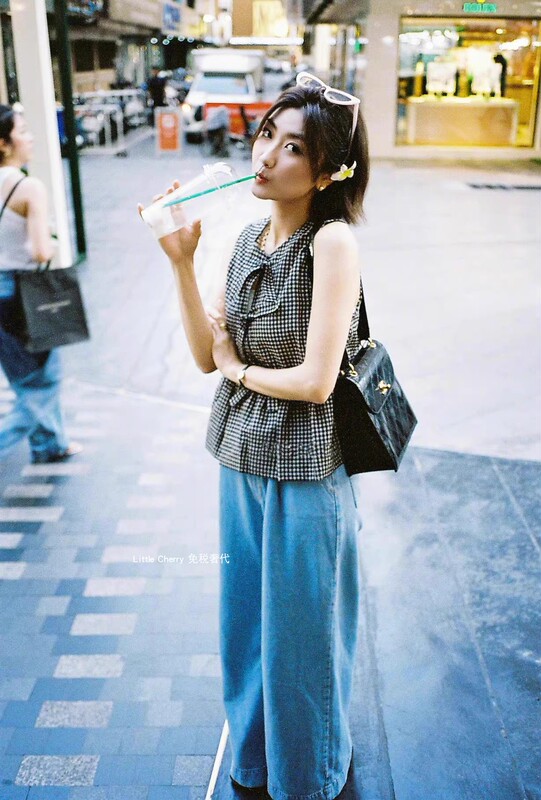 Ganni Summer Style Savi Same Style Hong Kong Style Loose Bow Sleeveless Pleated Top Vest Shirt for Women