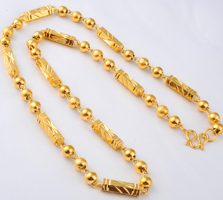Sand gold jewelry authentic 999 Vietnam sand gold necklace men's gold color solid thick long-lasting pure gold