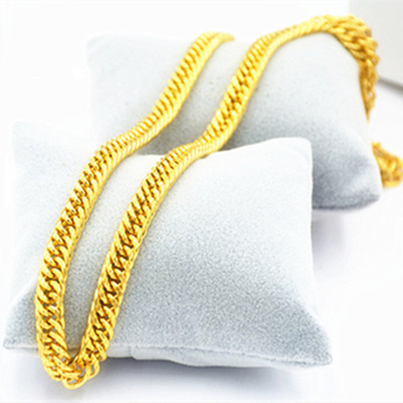Sand gold jewelry authentic 999 Vietnam sand gold necklace men's gold color solid thick long-lasting pure gold