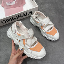 2021 new summer slim Mary Jane shoes Hollow Papa shoes female Velcro white shoes thick soles casual sandals