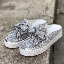 2020 Summer daimia fashion casual sequin muffin cake bag head cool drag bow rhinestone wear slippers 4CM