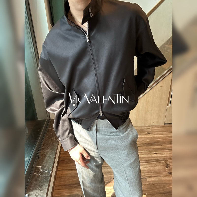 Vicvalentin | '曜影''Harington' 18.5 Micron Australian Wool Tricot Short Wide Jacket Vicvalentin | '曜影''Harington' 18.5 Micron Australian Wool Tricot Short Wide Jacket
