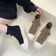 High-top socks and shoes for women in autumn 2024 new European elastic flying knitted socks boots dissolving thick-soled knitted Martin short boots