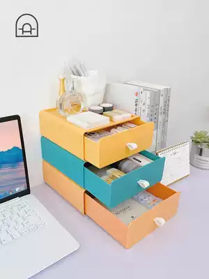 Dongha office desktop drawer storage box macaron multi-layer can be superimposed ins solid color drawer type storage box storage