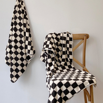 Dongha absorbent bath towel female household soft light luxury female plaid checkerboard can be worn can be wrapped thin three-piece set