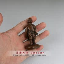 Vintage old solid pure copper copper walker monk bronze sculpture Miniature tea pet small ornament bronze