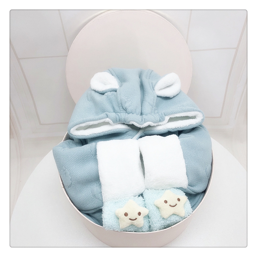 Hộp quà sơ sinh cho bé sơ sinh mùa đông cho bé áo khoác cotton dày jumpsuit hafu quà trăng rằm quần áo sơ sinh