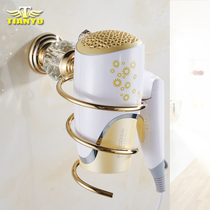 European gold-plated crystal hair dryer shelf Bathroom shelf Gold hair dryer rack can be free of punching wall hanging