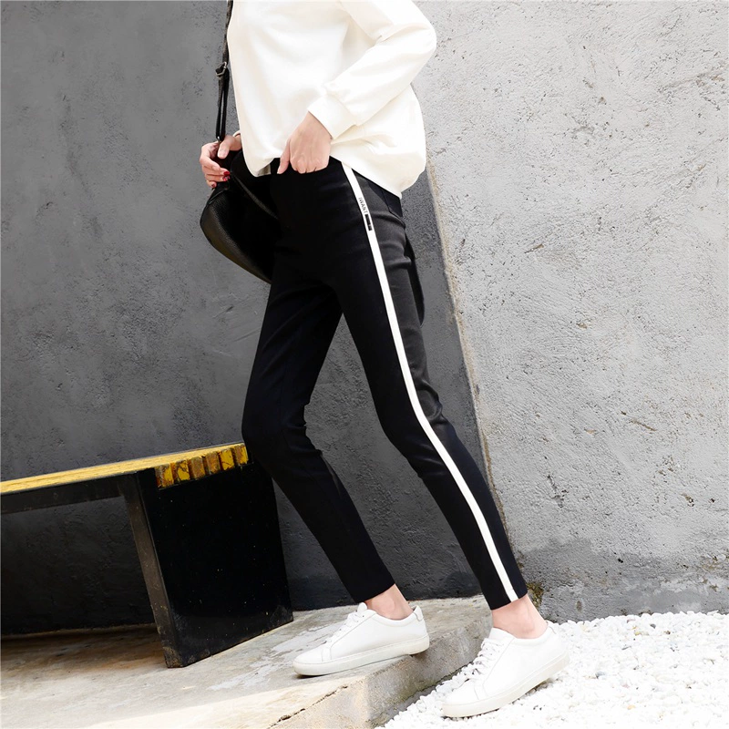 Quần legging cạp cao nữ mặc mùa thu 2018 mới Hàn Quốc phiên bản skinny skinny 9 điểm chân bút chì quần đen