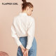 2024 Spring New Professional Loose Raglan Sleeve Shirt Contrast Color Long Sleeve Pure White Shirt for Women Design Sense