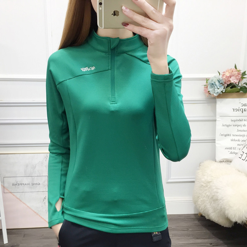 Fall Outdoor Female Collar Speed Dry Clothing Plus Suede Warm And Breathable Fitness Clothing Running Sports Casual Blouse Mountaineering