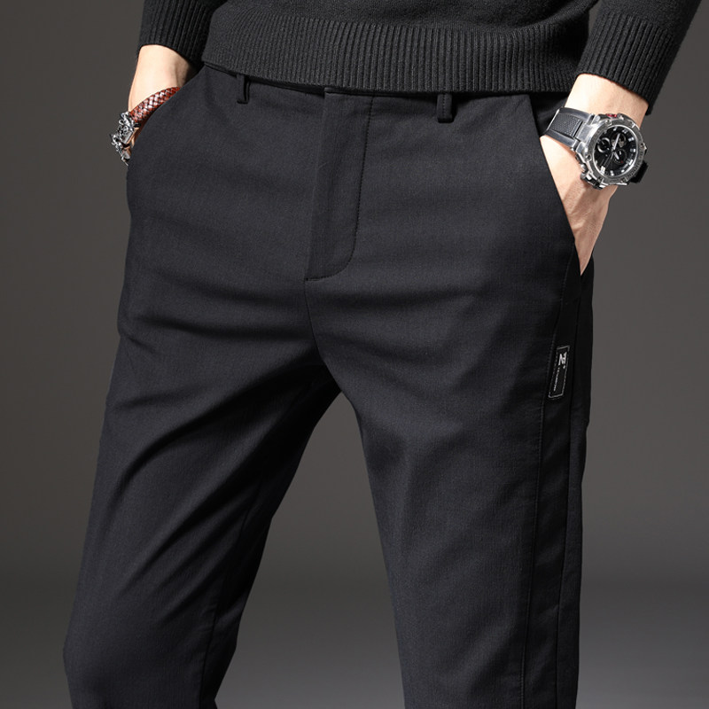 Men's pants 2022 spring new straight drum casual pants men's body small feet spring summer slim fit black long pants man