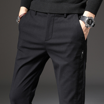 Mens pants 202 autumn new straight casual pants mens slim feet spring and summer thin black trousers men