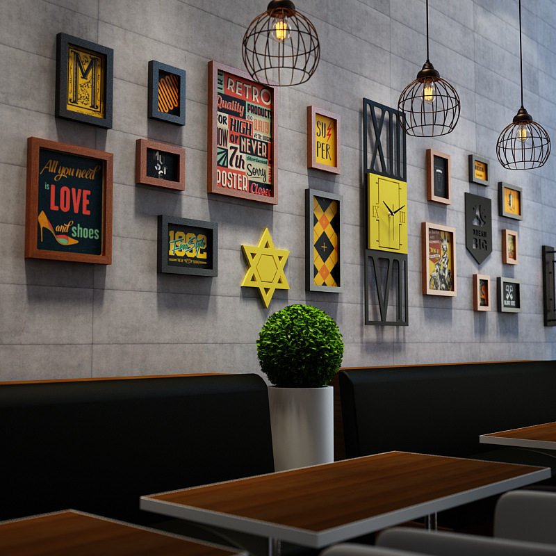 Self-Barbecue Fire Pot Shop Wall Industrial Wind Decoration Painting Steak Restaurant Background Wall Mural Bar Retro Hung Painting-Taobao