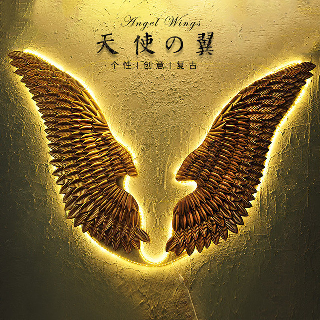 Creative Bar Wall Arrangement Days Make Wing Mesh Red Studio Adornment Retro Iron Art Wings Wall Hangings-Taobao