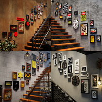Restaurant Stairway Wall Decoration Painting Retro Industrial Wind Barbecue Shop Wall Painting Creative Hotel Restaurant Hallway Hanging Paintings