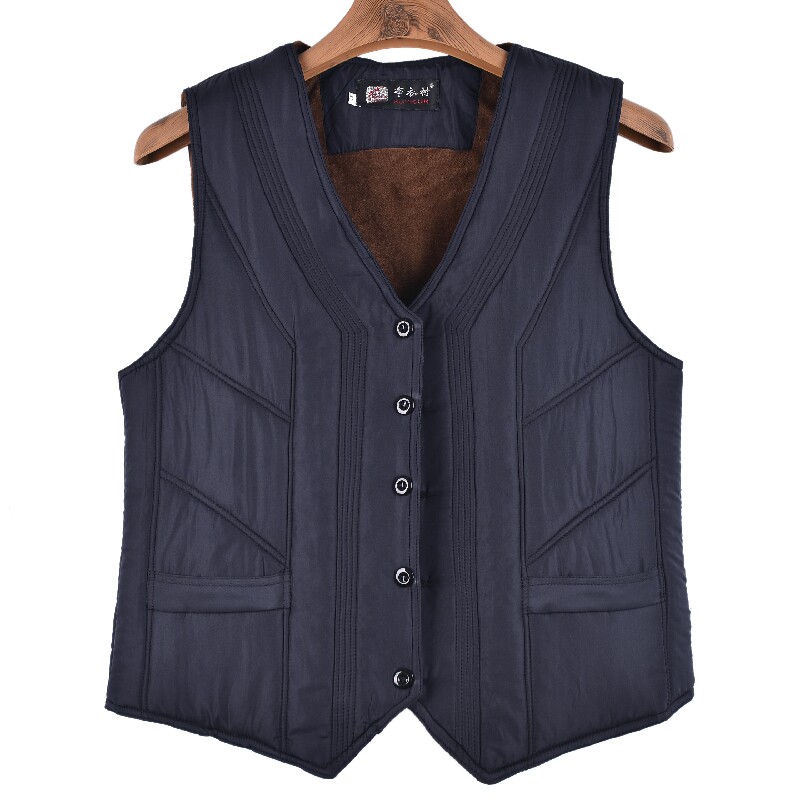 2016 autumn and winter middle-aged and elderly men's vest plus size dad down cotton vest warm vest thickened vest - Taobao