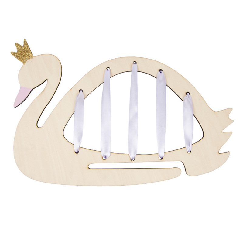 Forcina per gioielli in legno di cigno con corda ad anello per riporre decorazioni da appendere alla parete della camera dei bambini_voghion.com