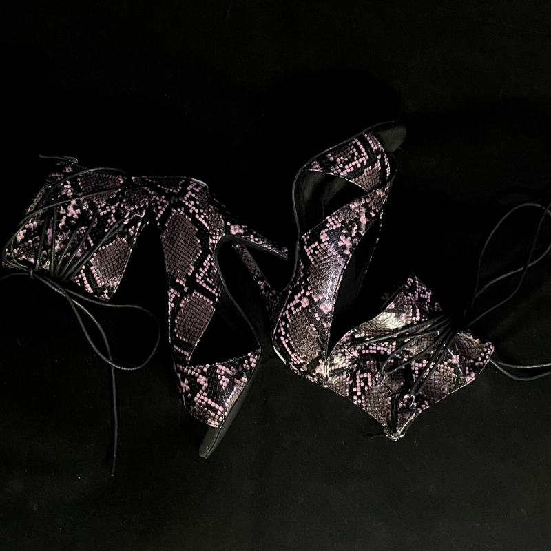 Issooa Original Design Heels Dance Shoes Ultra Wild Black Pink Snake Pattern New Chinese Style Issooa Original Design Heels Dance Shoes Ultra Wild Black Pink Snake Pattern New Chinese Style