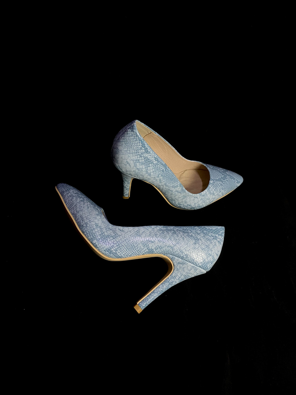Pump Professional Dance Shoes """"1920S"""" Retro Blue Snake Pattern Heels Soft Sole Shallow High Heels Issooa