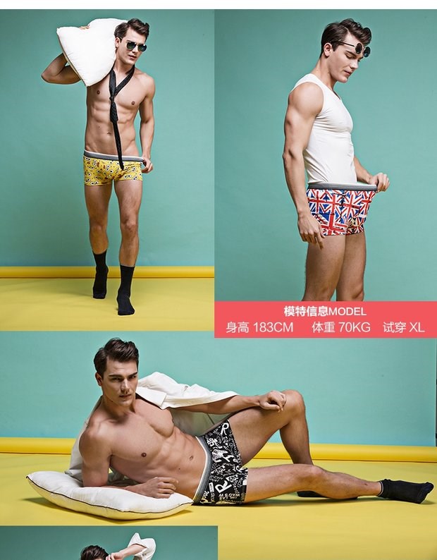 Cartoon hộp quà tặng đồ lót nam tốt hơn so với tất cả cotton trẻ trung U lồi eo bốn quần boxer nam triều gợi cảm quần lót đùi nam