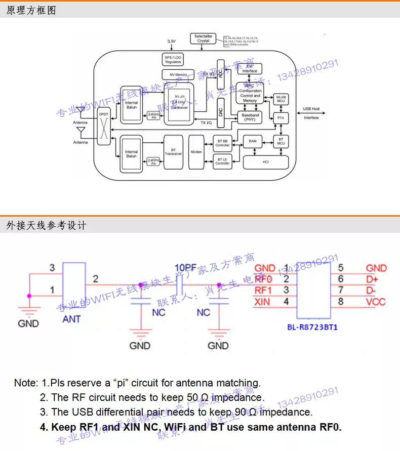 必聯BL-R8723BT1無線藍牙網卡 150Mbps USB介面WIFI+BT模組