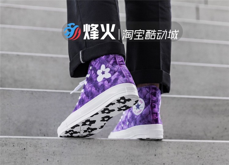 Bonfire Converse x GOLF le FLeurTTC Giày hoa nhỏ màu tím nhung giày 165600C - Dép / giày thường giày thể thao nam đẹp