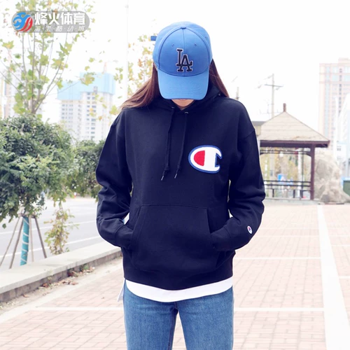 Beacon Champion Японская версия бренда Tide Big C Стандартная вышитая капюшона трава с капюшоном, чтобы написать свитер логотипа C3-R101