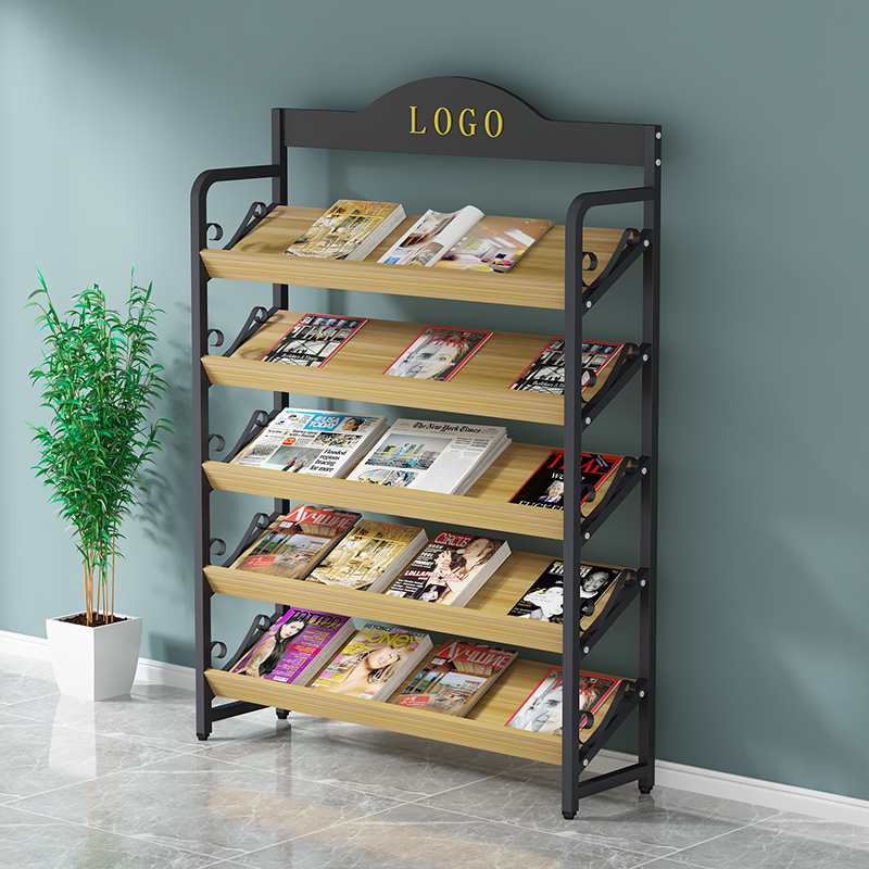 Simple wrought iron newspapers and magazine shelves floor-to-ceiling party building books and newspaper shelves picture book information shelves publicity display shelves