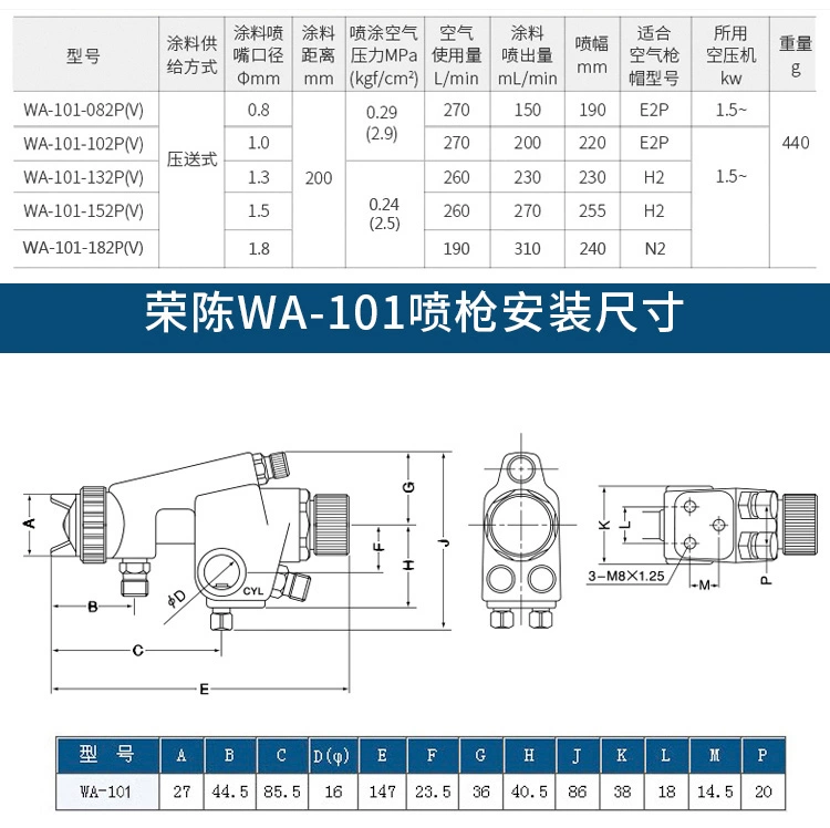 Ban đầu Rongchen WA-101 súng phun tự động chuyển động qua lại dây chuyền phun sơn phủ vật nhỏ phun súng phun sơn tĩnh điện vitule sơn xe