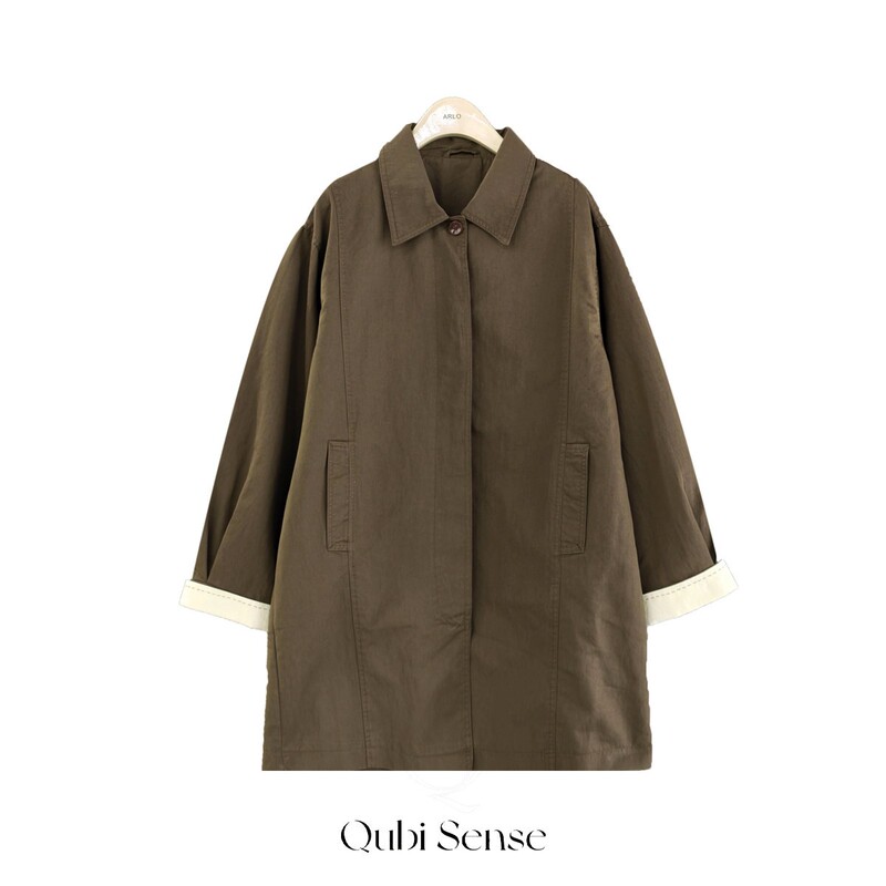 【Exclusive to Da Pan】Mid-Length Trench Coat with Contrasting Lapel and Sleeves 71313 【Exclusive to Da Pan】Mid-Length Trench Coat with Contrasting Lapel and Sleeves 71313