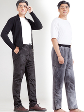 Кожаные брюки 獭兔皮毛一体裤子冬季保暖皮草棉裤中老年高腰东北皮裤男加绒加厚