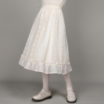 Small onion good cut original skirt does not curl the edge of electricity Japanese literature and art simple flower mesh in long skirt women