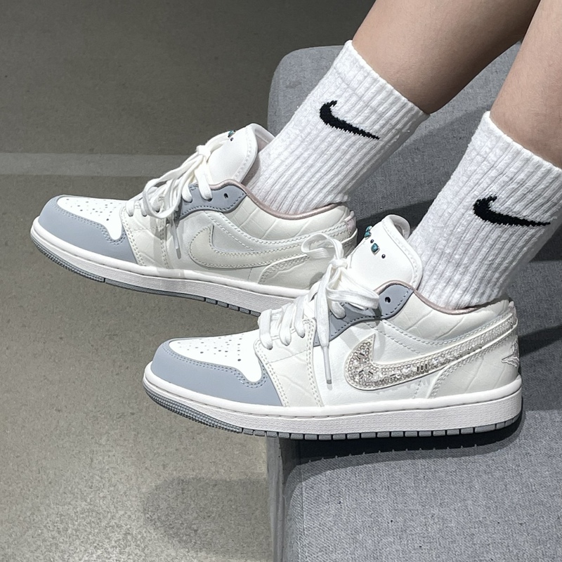 Nike Air Jordan 1 Low Aj 1m White Flash Diamond Women's Low-Top Sports Casual Sneakers Ih7323