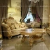 Sofa vải gỗ rắn kiểu Ý kết hợp biệt thự phong cách châu Âu biệt thự cổ điển sofa gỗ rắn đồ nội thất cao cấp - Bộ đồ nội thất
