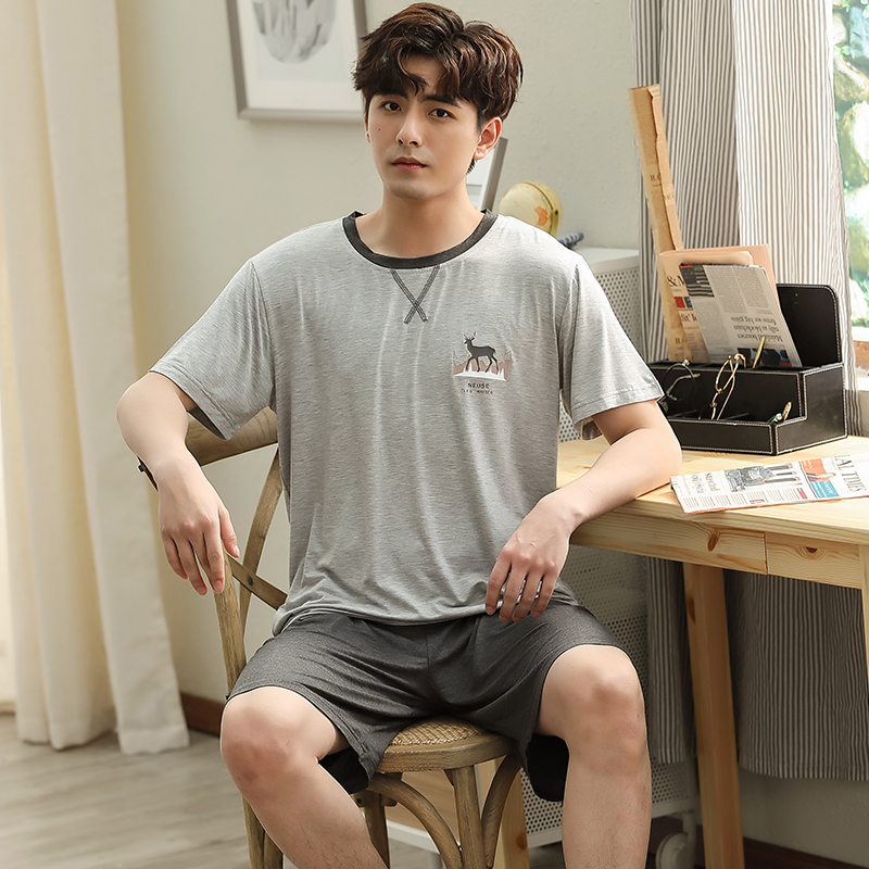 mùa hè ngắn tay mens mỏng mùa hè Modedale mens đồ ngủ có thể mặc loose-fitting thêm kích thước mùa hè băng lụa quần áo về nhà.